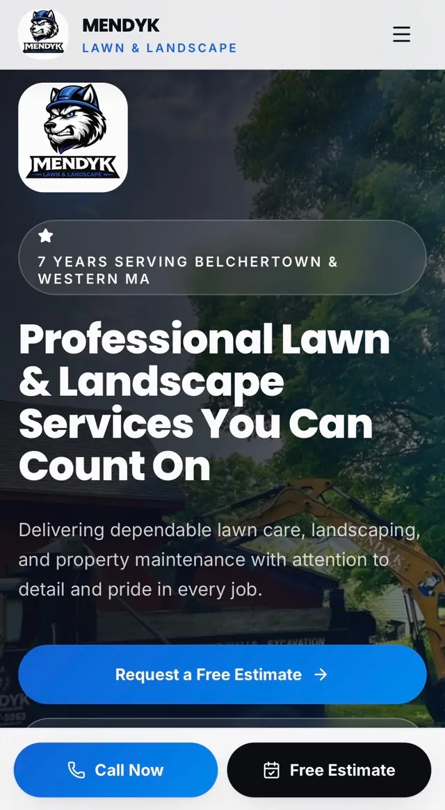 Mendyk Lawn & Landscaping concept website design — Lawn Care & Landscaping homepage preview